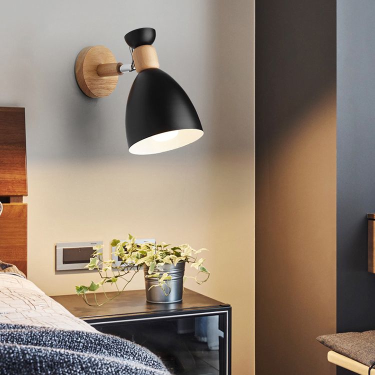 Luz de la plataforma de dormitorio Luz de montaje de pared de estilo nórdico con sombra de metal cónico