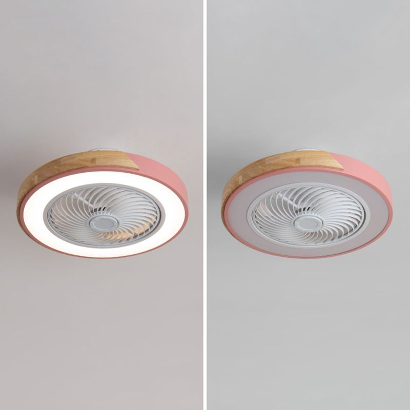 Runde Farbblöcke Deckenventilator Leuchte LED LED Metal Halbmontage Beleuchtung für Schlafzimmer