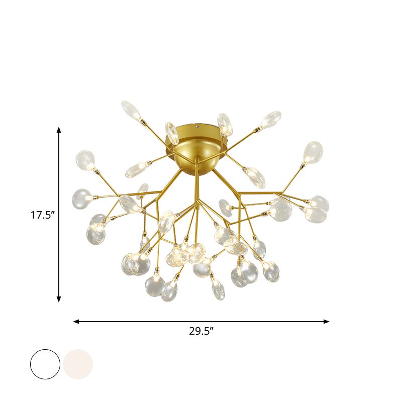 Nordic Heracleum Flush Light Fixture Metal Living Room LED Ceiling Flush Mount in Brass