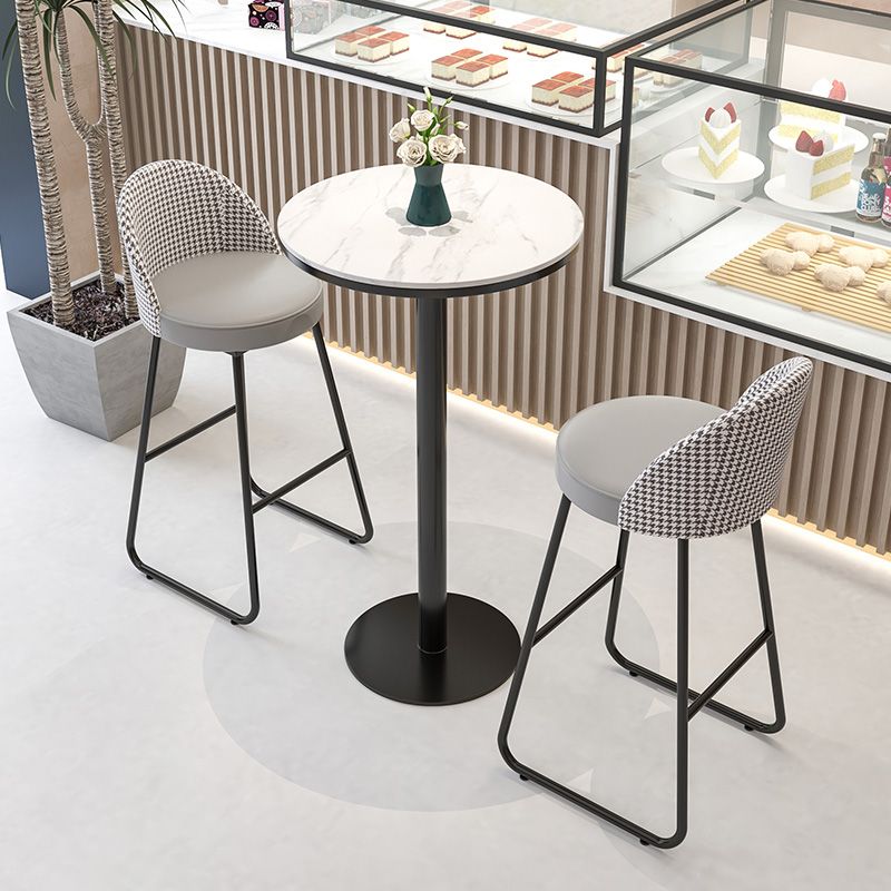 Restaurant Modern Bucket Counter Bar Stool Leather and Metal Counter-height Stool