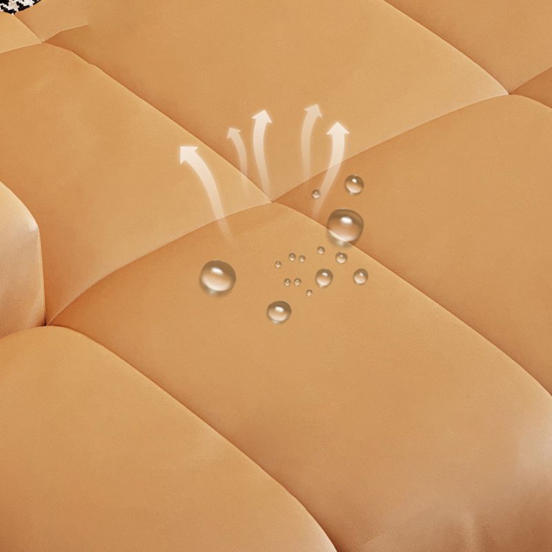 Modern Leather and Fabric Sectional Square Arm Sectional with Pillows