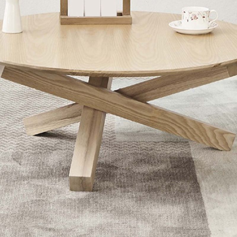 Scandinavian Coffee Table with Solid Wood Cross Legs in Natural