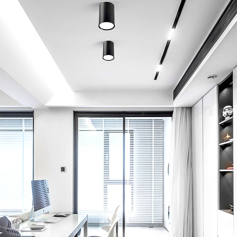 Cylindrical Shape LED Ceiling Lamp Modern Simple Style Aluminium 1 Light Flush Mount for Aisle