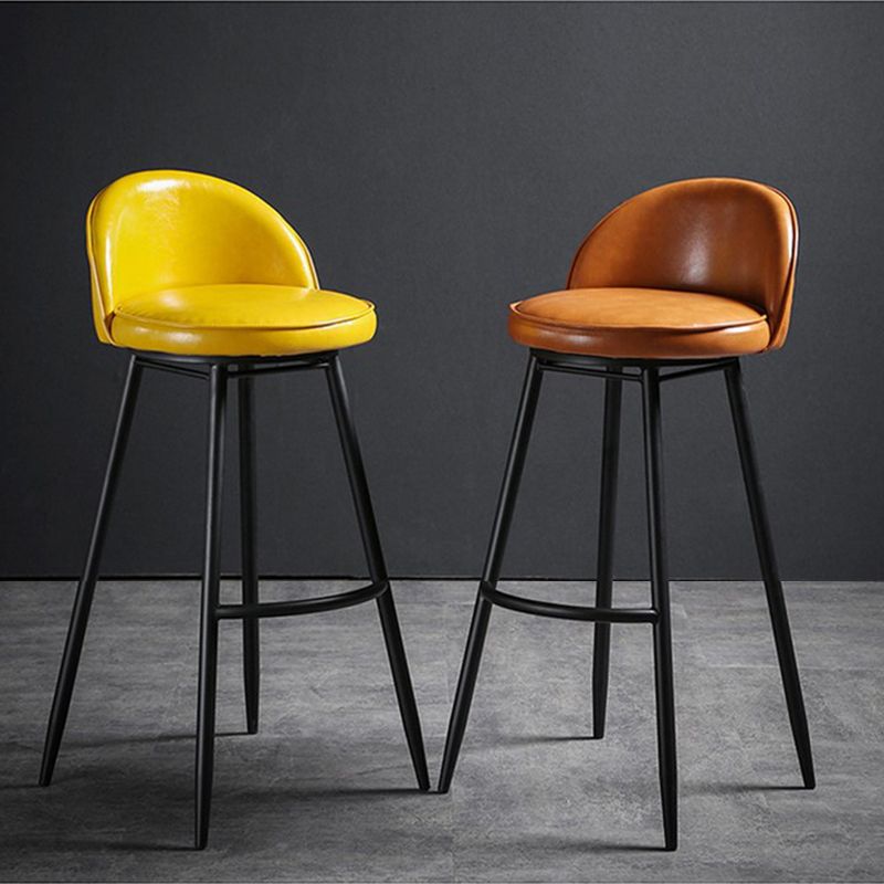 Indoor Faux Leather Counter Chair Industrial Bar Stool with Metal Legs