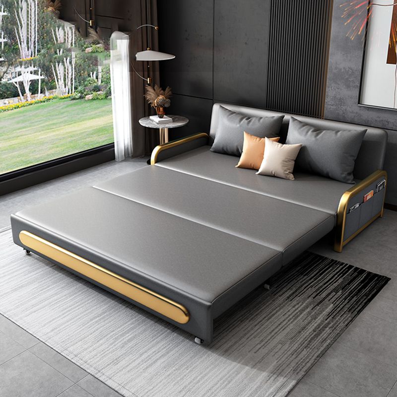 Glam Pillow Included Sofa Futon Grey Cushion Back Futon Sofa Bed