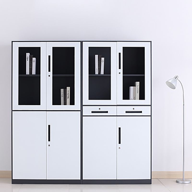 Modern Stainless Steel Bookcase Standard With Doors Shelf for Home Office
