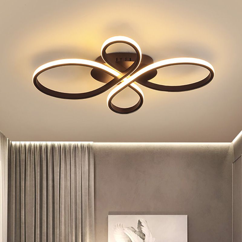 Acrylic Flower-Shaped Flush Mount Modernist 23.5"/31.5"/39" Wide Led White/Coffee Flush Ceiling Light Fixture in White/Warm Light