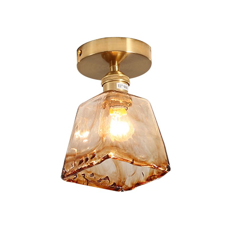 Nordic Style Copper Ceiling Light Geometry Shape Ceiling Lamp for Living Room