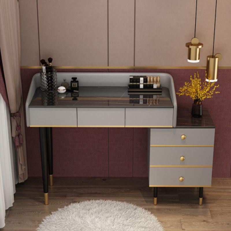 Glam Vanity Table Stone Top 15.75" W Makeup Desk with Drawers