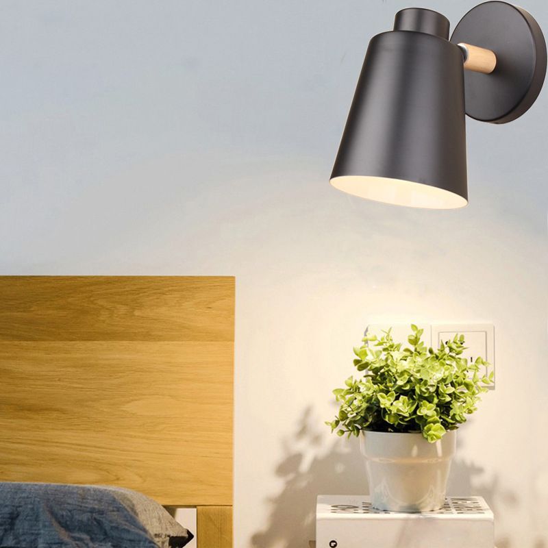 Contemporary Single Black/White Bathroom Vanity Light Shaded Bath Bar with Metal