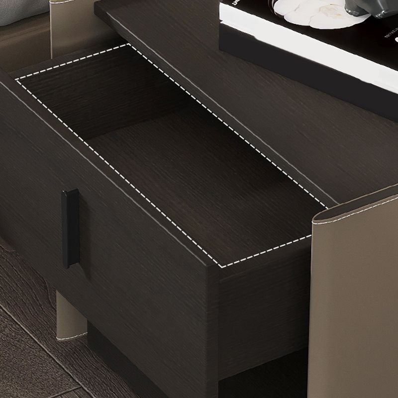 Contemporary Faux Leather 1 - Drawer Nightstand 20" Tall Nightstand