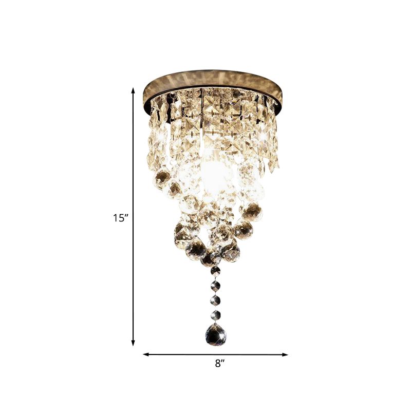 1-Light Flush Mount Light Befestigung Modernism Zylindrische Facettiert Crystal Final Close to Deckenleuchte