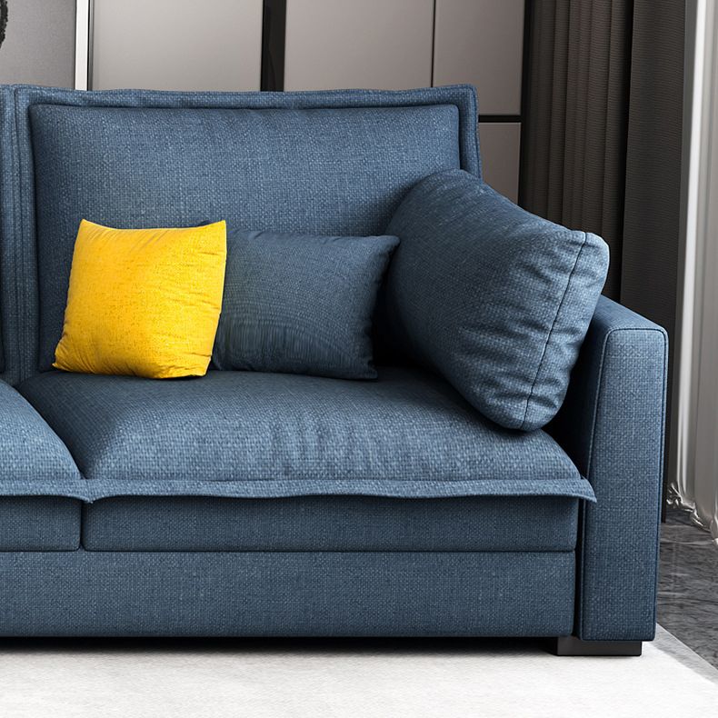 4-seater Fabric Slipcovered Sectional L-shape Square Arm Sectional Sofa