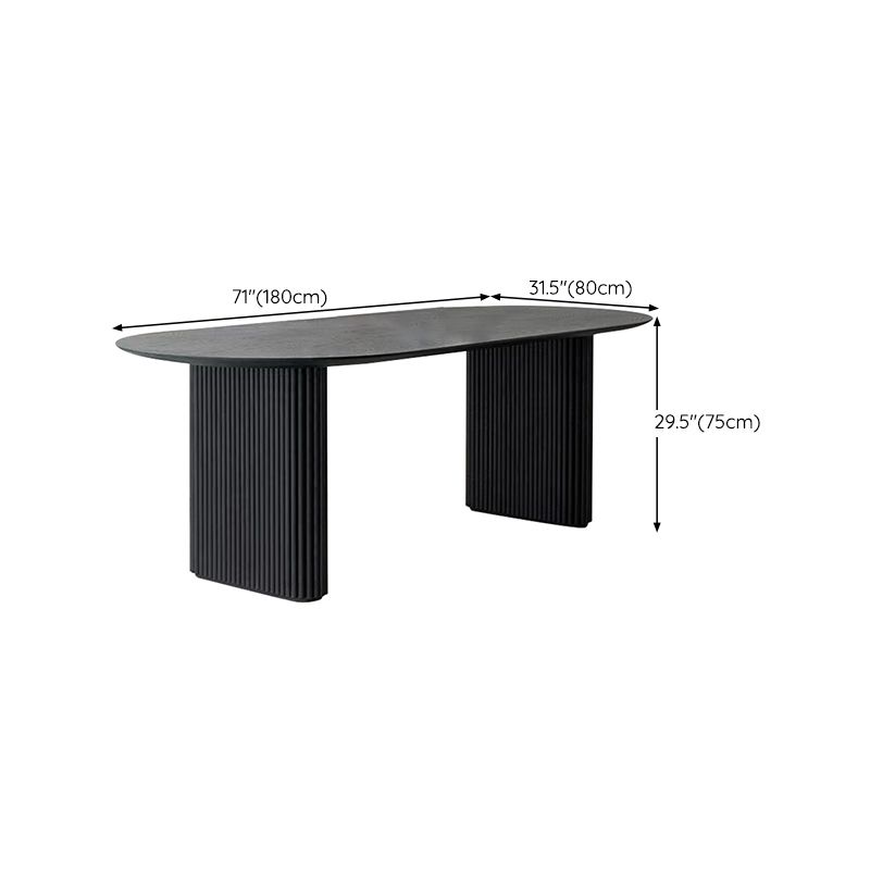Simplicity Style Dinette Table Solid Wood Oval Dinner Table in Black