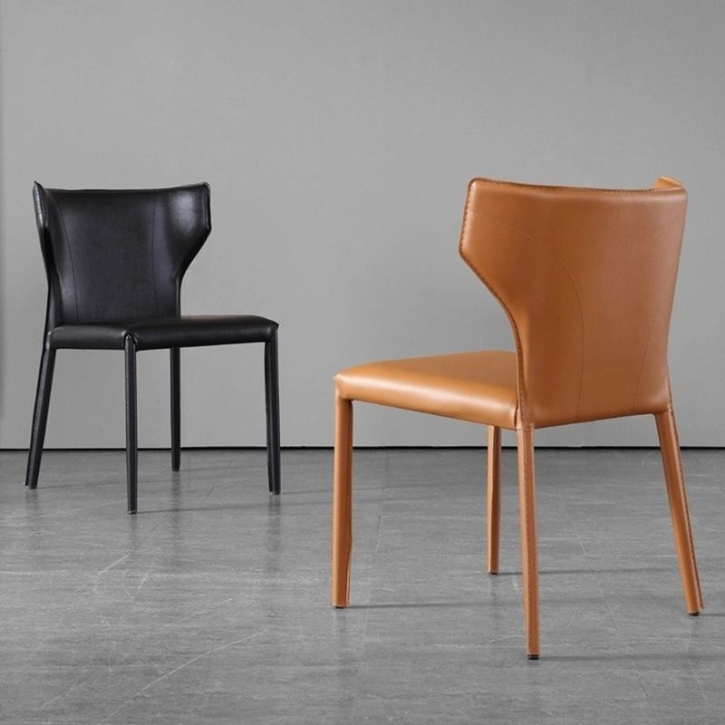Modern Style Faux Leather Dining Chair Wingback Armless Chair