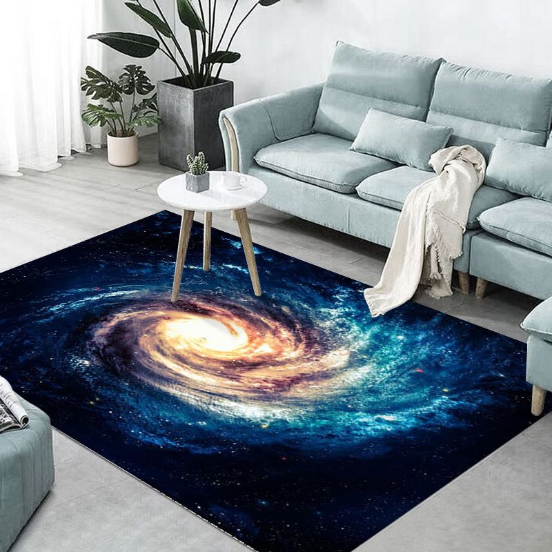 Green Universe Rug Polyester Simple Indoor Rug Stain Resistant Rug for Living Room