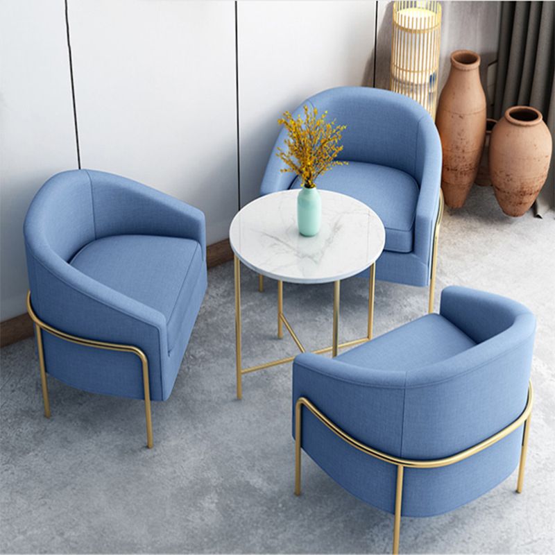 23.62" Wide Linen Barrel Chair Arms Included Barrel Accent Chair with Basic Four Leg