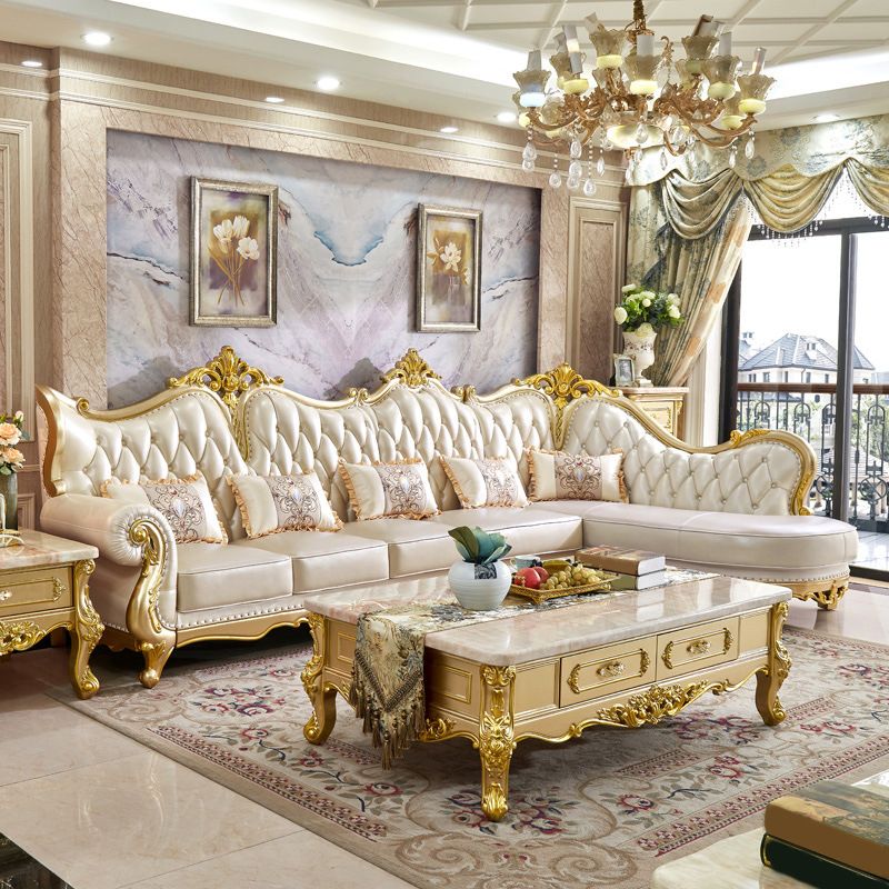 Contemporary French Country Sectional Sofa Leather Sleeper Sectional