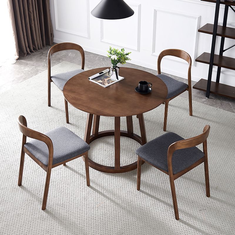 1/5 Pcs Dining Room Set Modern Style Solid Wood Dining Set with Round Table