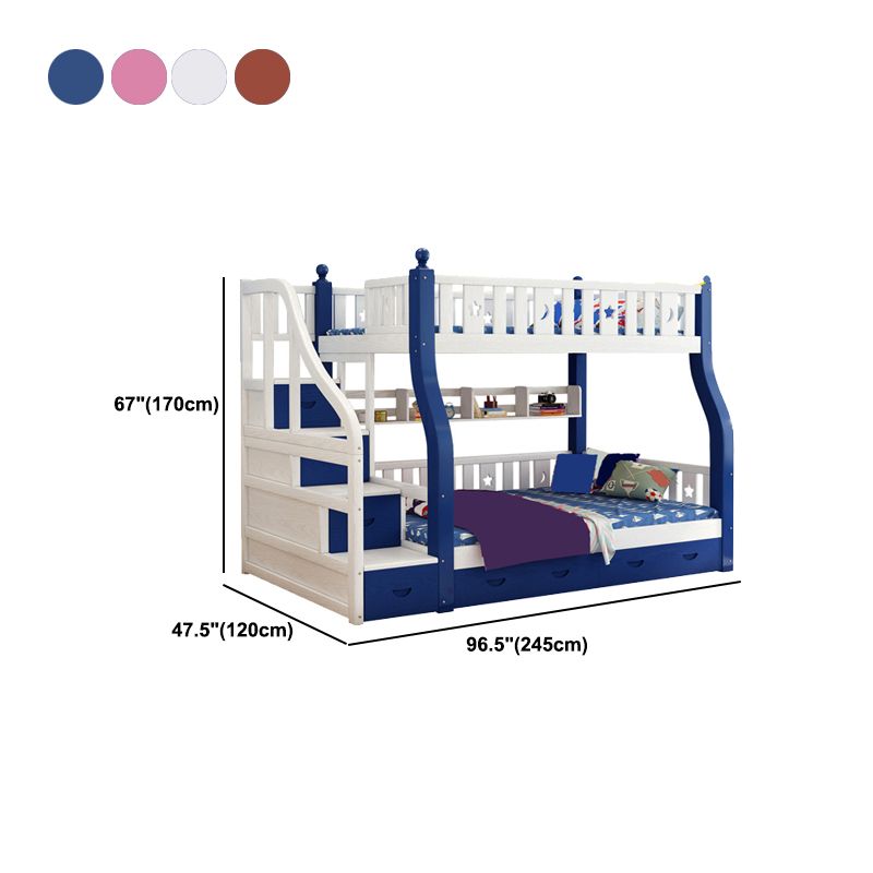 Contemporary Standard Bunk with Shelves and Drawers in Pine Wood