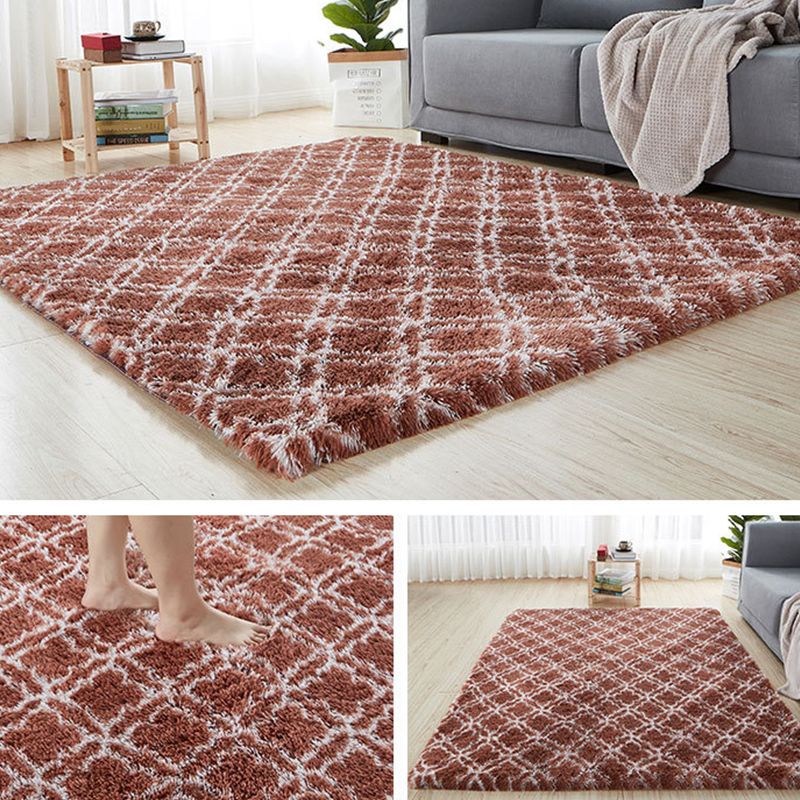 Comfortabele trellis print tapijt tapijt multolor eigentijds tapijt faux wol machine wasbaar anti-slip achterste huisdiervriendelijk kleed voor kamer