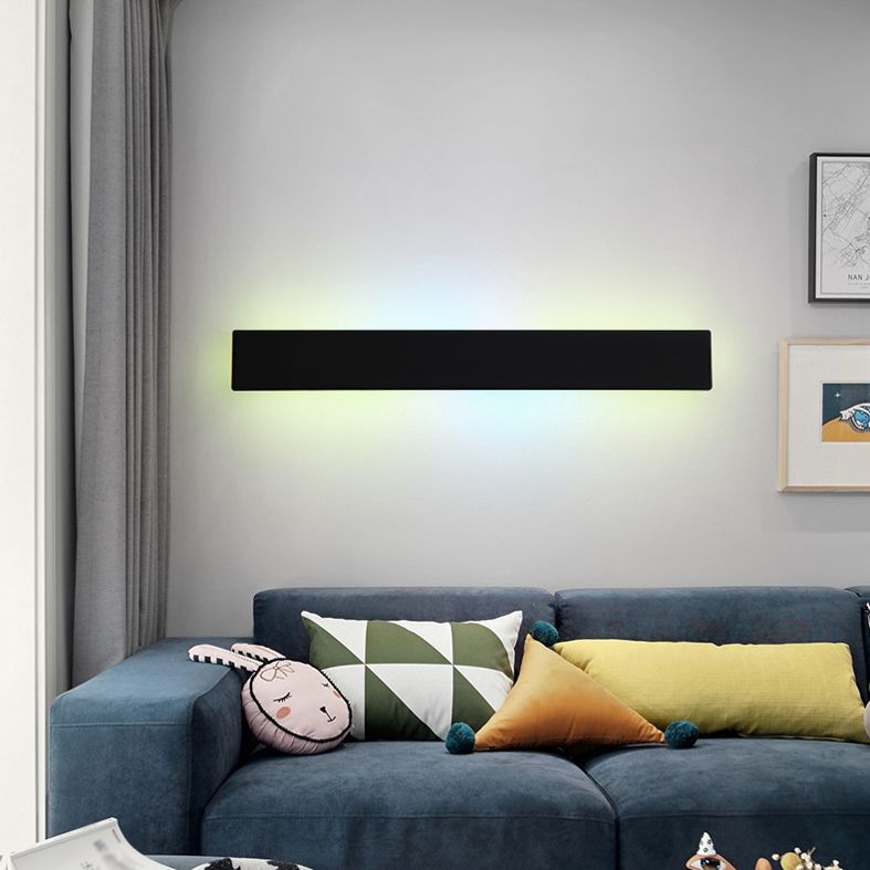 Black Rectangular Metal RGB Wall Lamp Modern Style Ambiance Decorative LED Wall Sconce for Bedroom Living Room