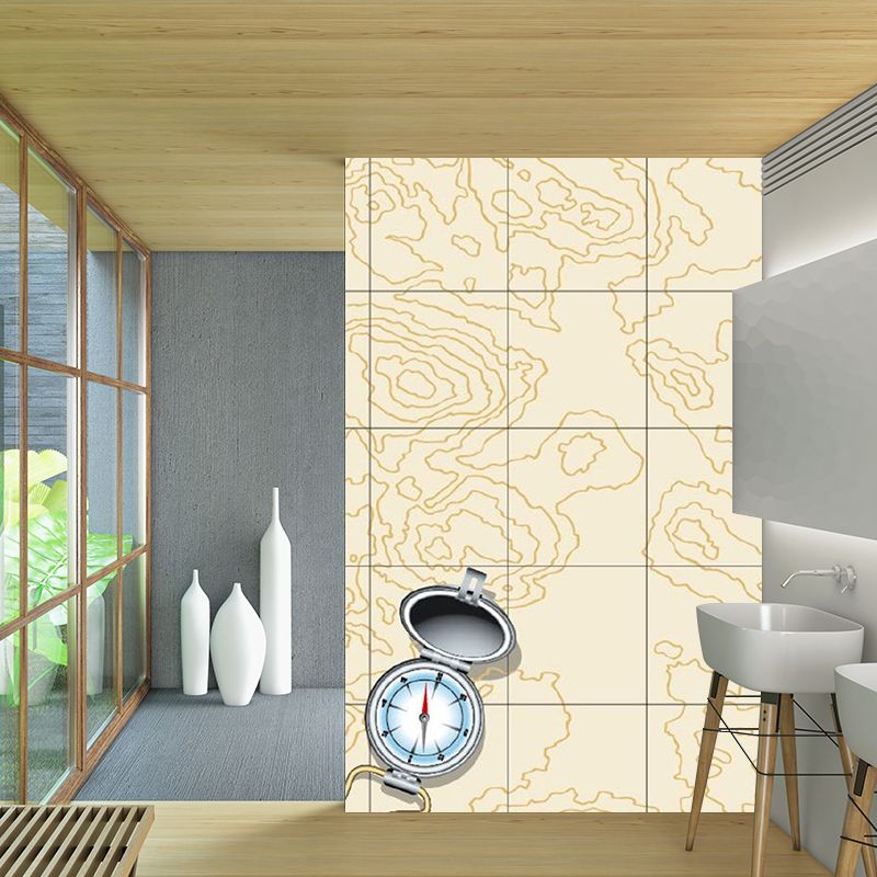 Compass and Geography Line Mural Modern Washable Bedroom Wall Decor, Custom-Made