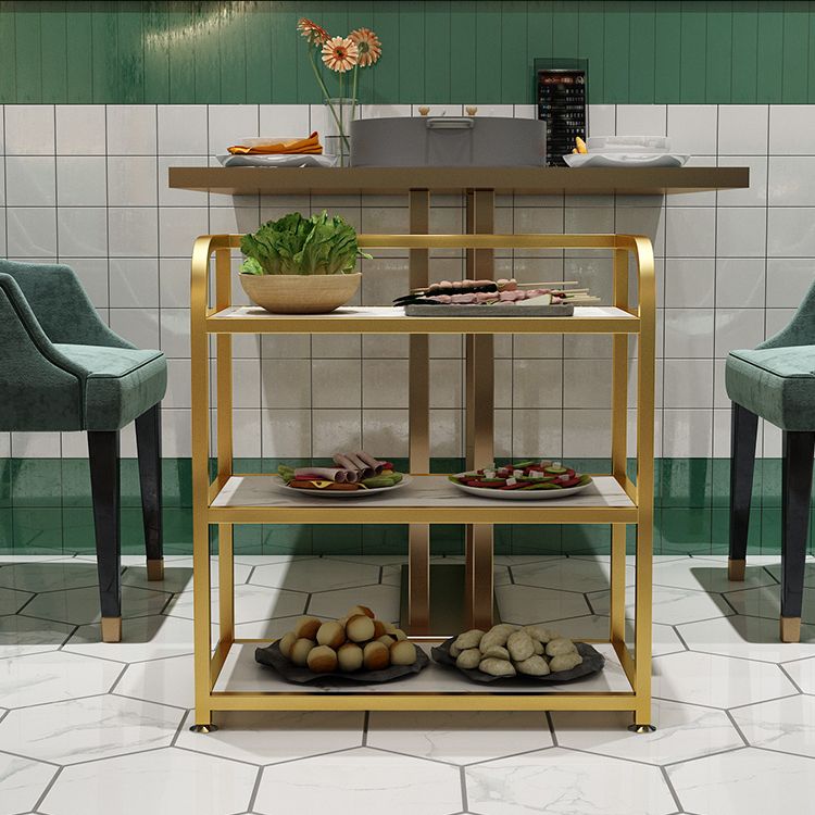 25.59"H Stationary Modern Prep Table Metal Rectangular Prep Table for Dining Room