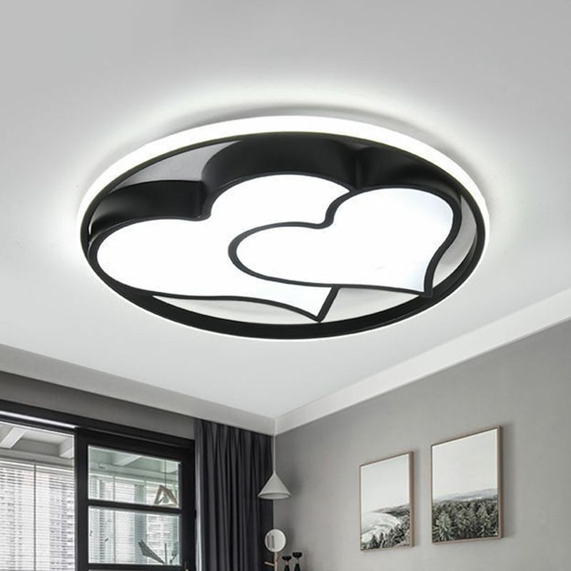 Modern Style Geometric Flush Light Metal Living Room LED Flush Ceiling Light Fixture in Black