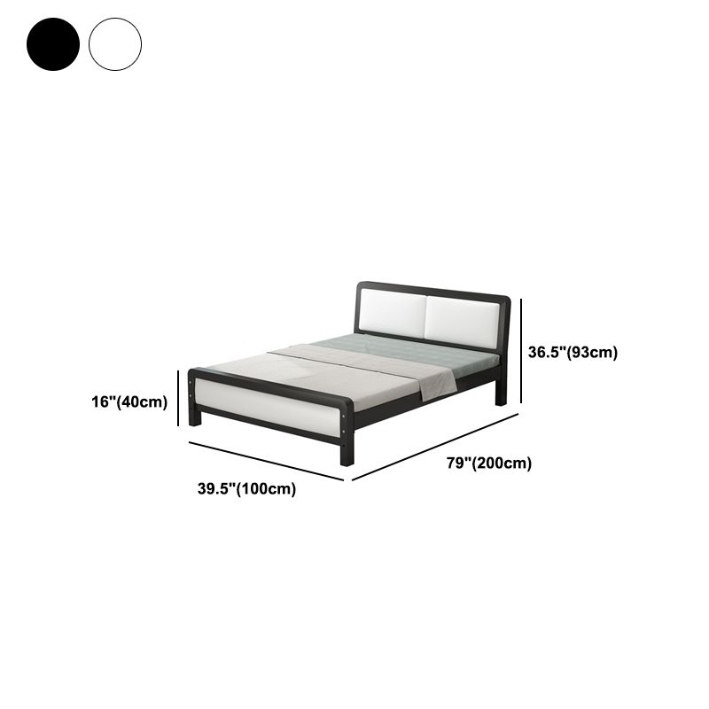 Modern Iron Wire-Grid Bed Frame 36.6" H Black & White Panel Bed with Headboard