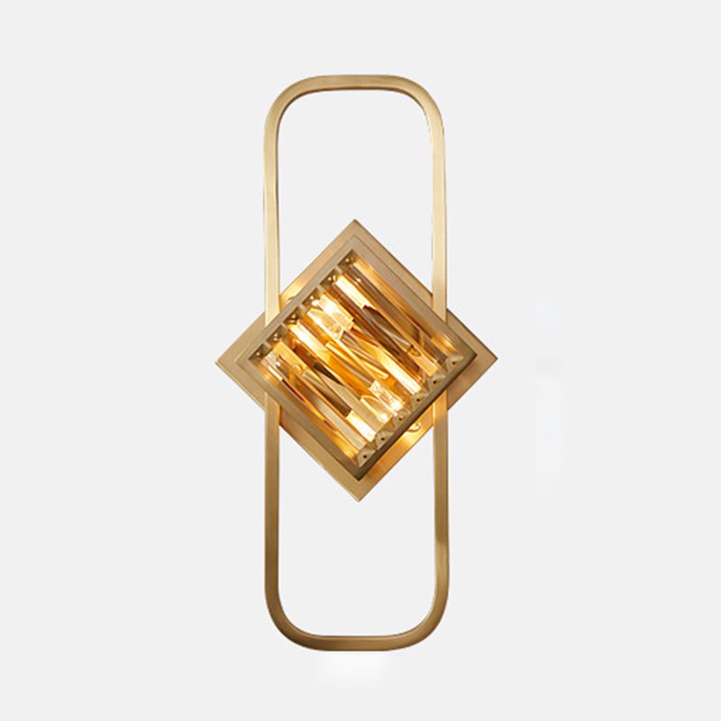 2 / 3 - Light Wall Light Solid Brass and Crystal Post Modern Wall Sconce