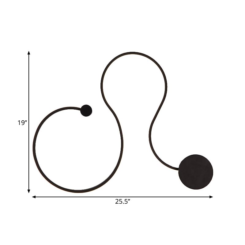 Metal Snake-Like Wall Sconce Lighting Simplicity 25.5"/50" W LED Wall Mount Lamp in Black, Warm/White Light