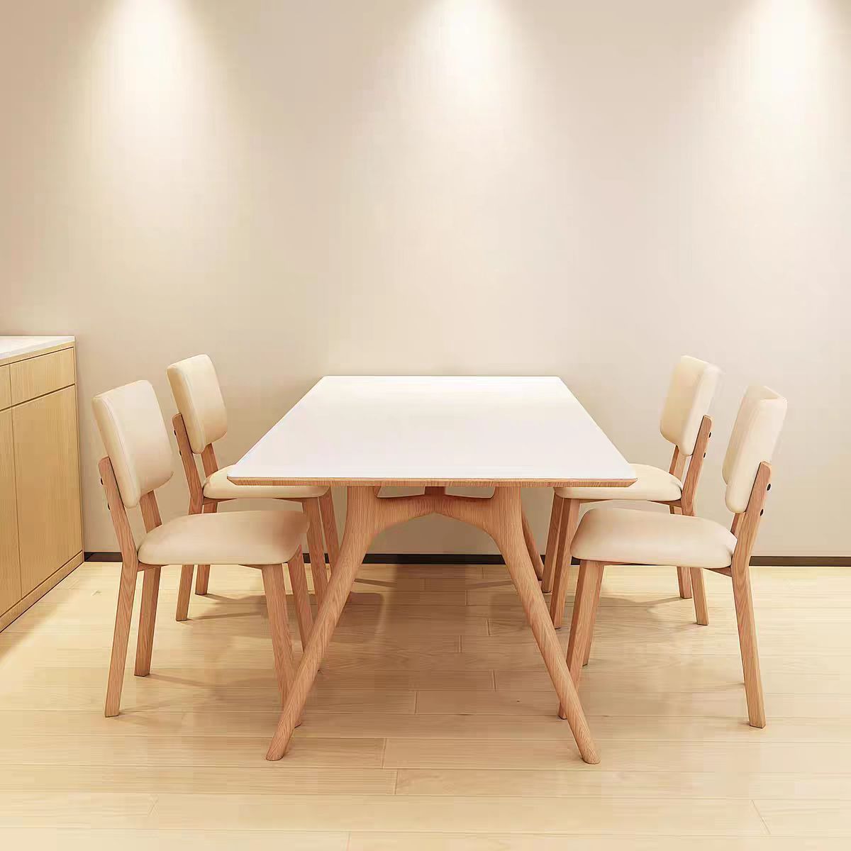 Modern Style Rectangle Table Set 1/2/5/7 Pieces Dining Set with Wood Legs for Home Use