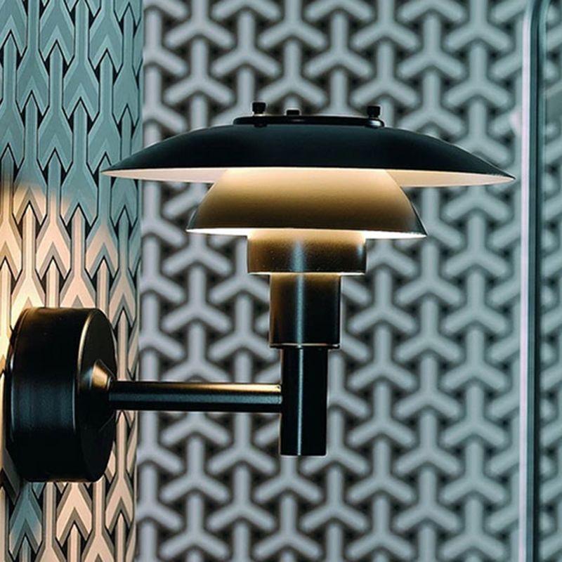 Matte Black Wall Lamp Industrial Aluminum 1 - Light Wall Armed Sconce