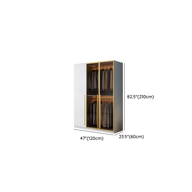 Modern Wood and Glass Wardrobe Freestanding Wardrobe with Soft Close Drawers and Doors