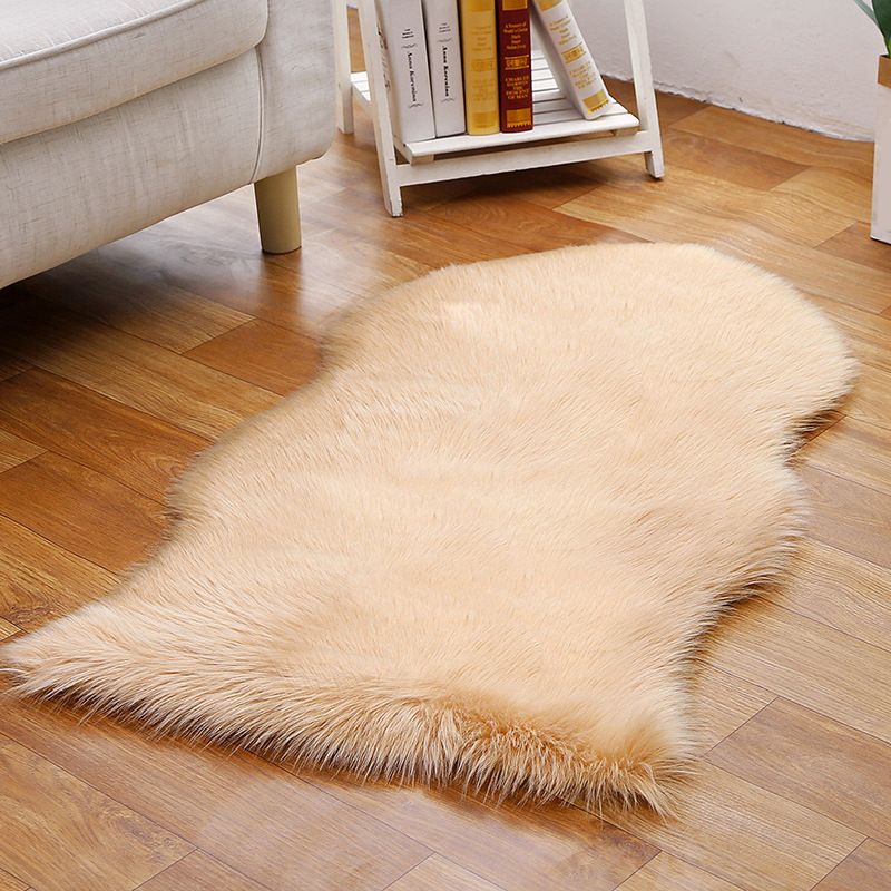 Shaggy Plain Rug Multi-Color Scandinavian Carpet Faux Fur Machine Washable Non-Slip Backing Pet Friendly Rug for Home