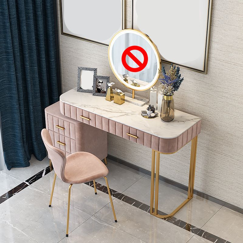 5-Drawer Vanity Makeup Table Set Stone Top and Metal Dressing Table