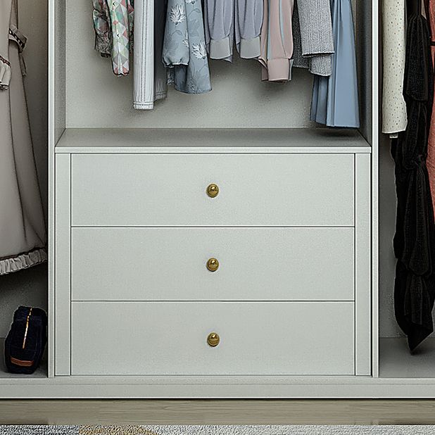 White Wooden Wardrobe Cloth Rod Included Wardrobe Closet for Home