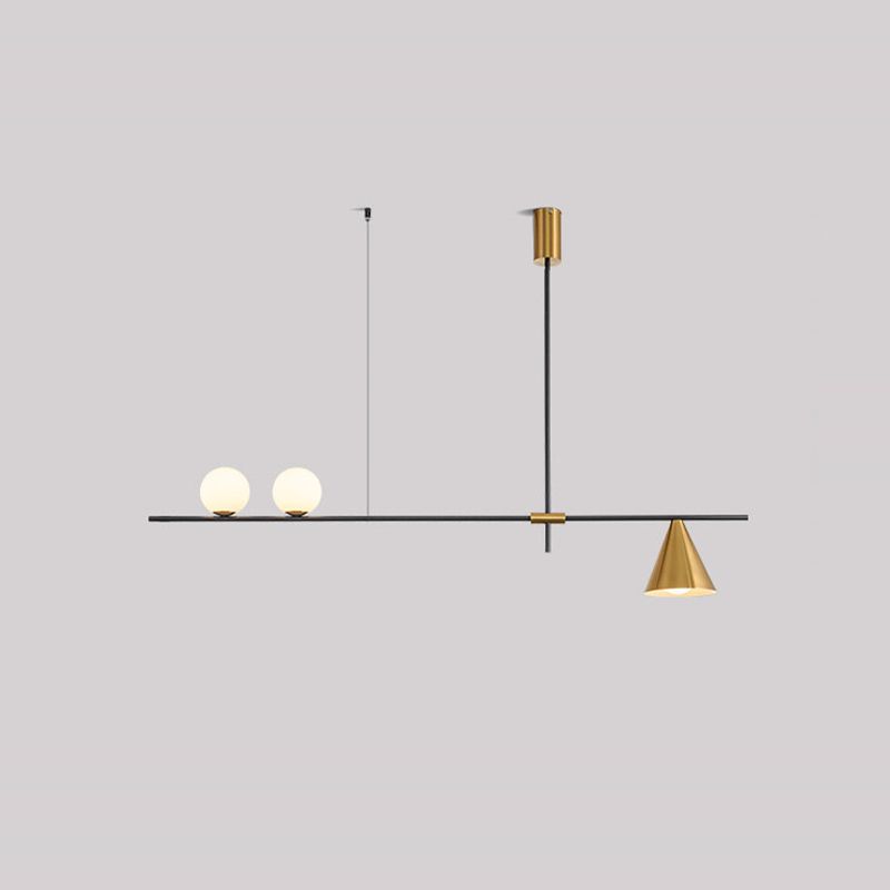 Multi - Light Kitchen Island Fixture Modern Iron and Glass Ceiling Pendant in Black / Gold