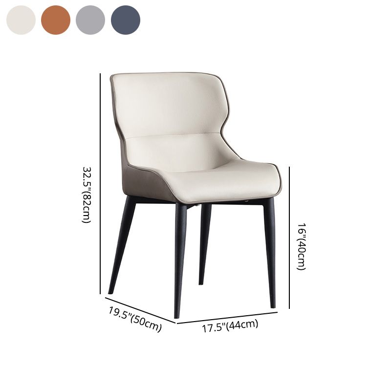 Sillas de comedor de cuero de estilo minimalista Sillas de comedor con respaldo de orejas (juego de 2)