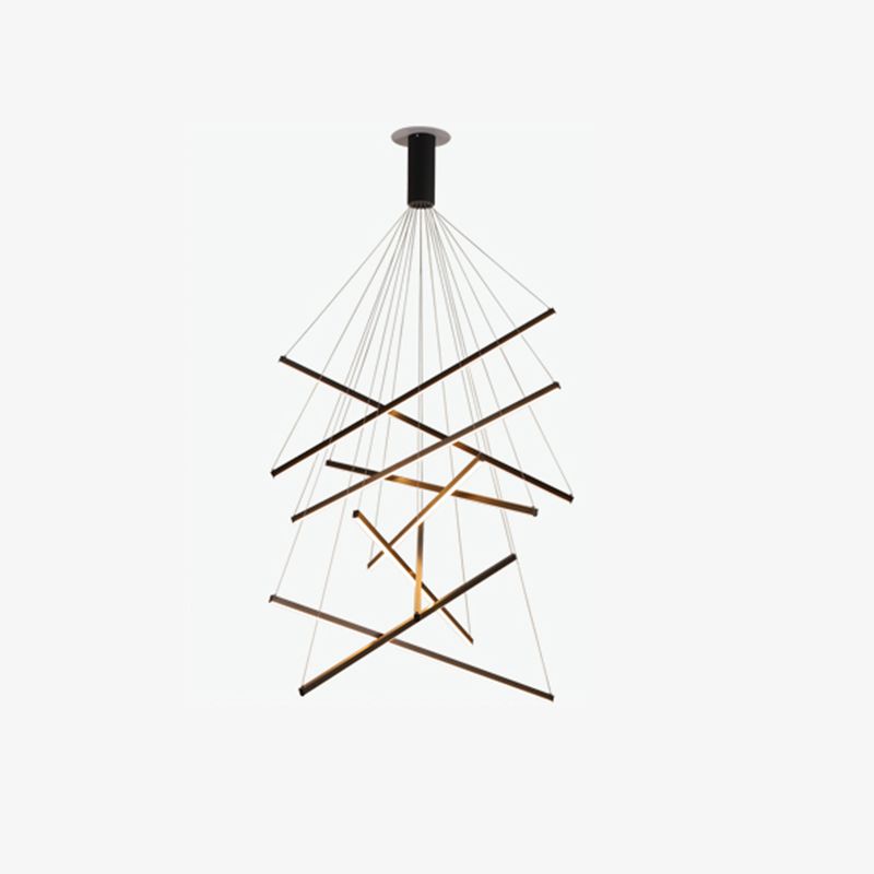 Nieuwe moderne zwarte lineaire kroonluchter verlichtingsarmaturen Metalen LED -hangende lamp voor woonkamer