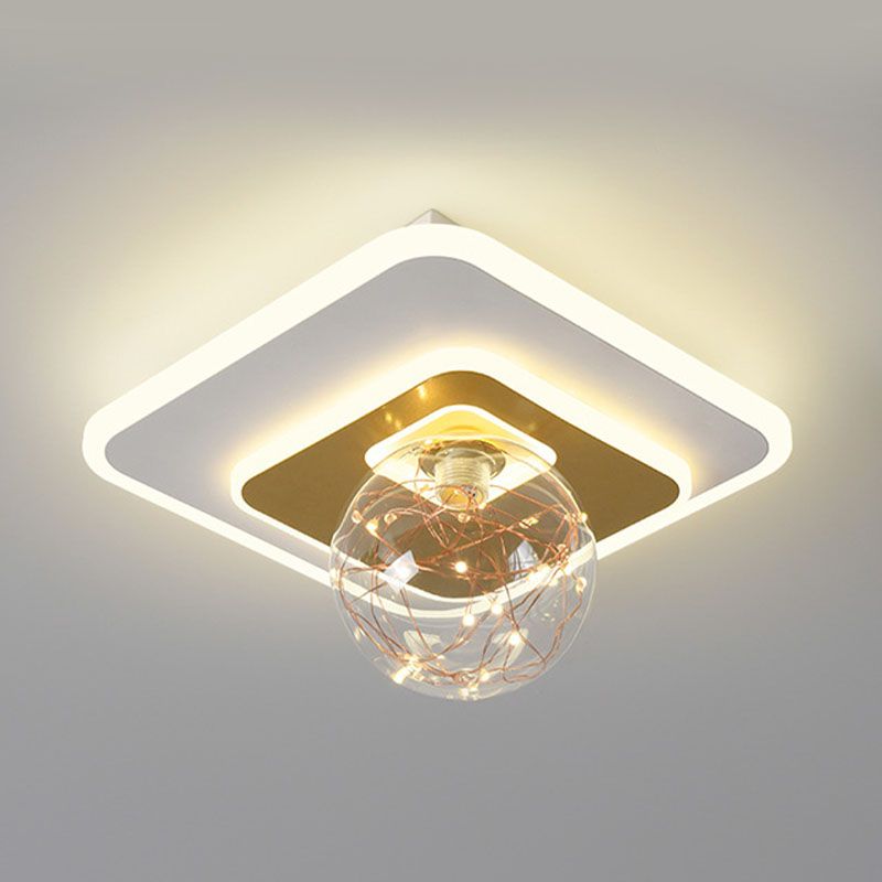 3-Lights Geometric Shade Flush Mount Modern Flush Mount Ceiling Lighting Fixture in Gold