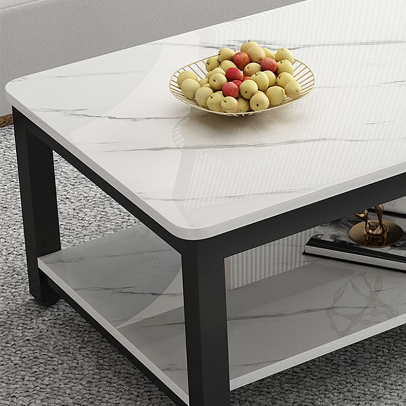 17"H Contemporary Coffee Table Rectangle White Coffee Cocktail Table