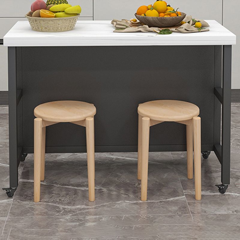 White Faux Marble Top Kitchen Trolley with Wheels for Dining Room