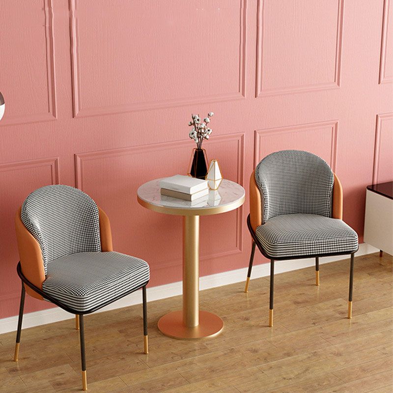 Glam Metal Dining Armless Chair Upholstered Side Chairs for Restaurant Use