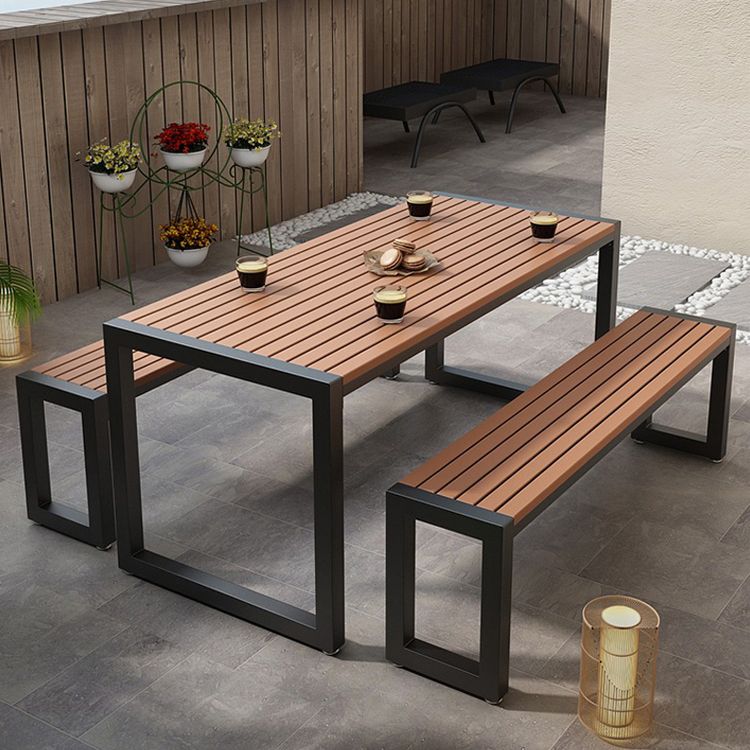 Industrial Brown Wood Dining Table Rectangle Shape Standard Dining Table for Kitchen