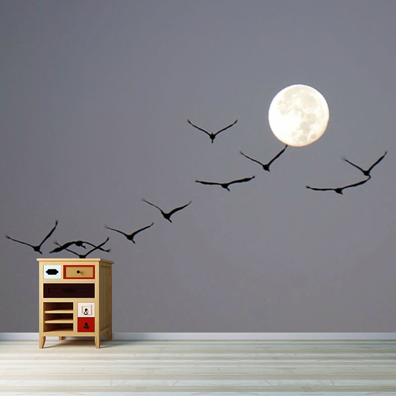 Full Moon and Gulls Mural Modern Waterproof Living Room Wall Art, Made to Measure