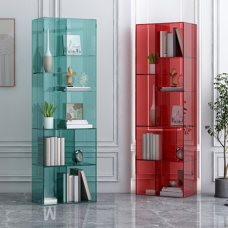 Modern Closed Back Standard Bookshelf Acrylic Bookcase with Shelves for Study Room