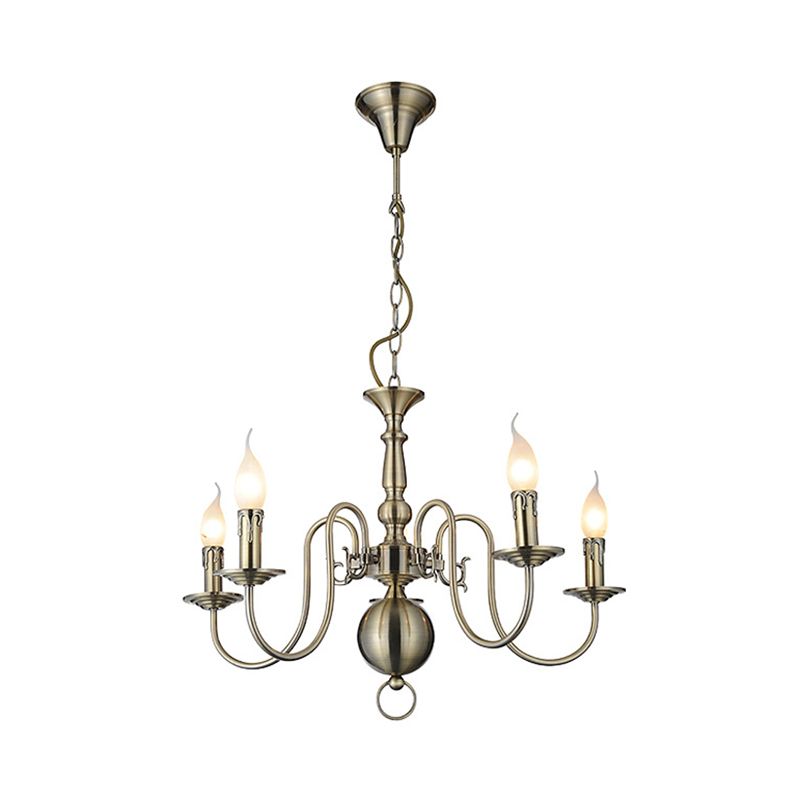 5 Lights Ceiling Light Traditional Swirled Arm Metal Hanging Chandelier in Chrome for Living Room