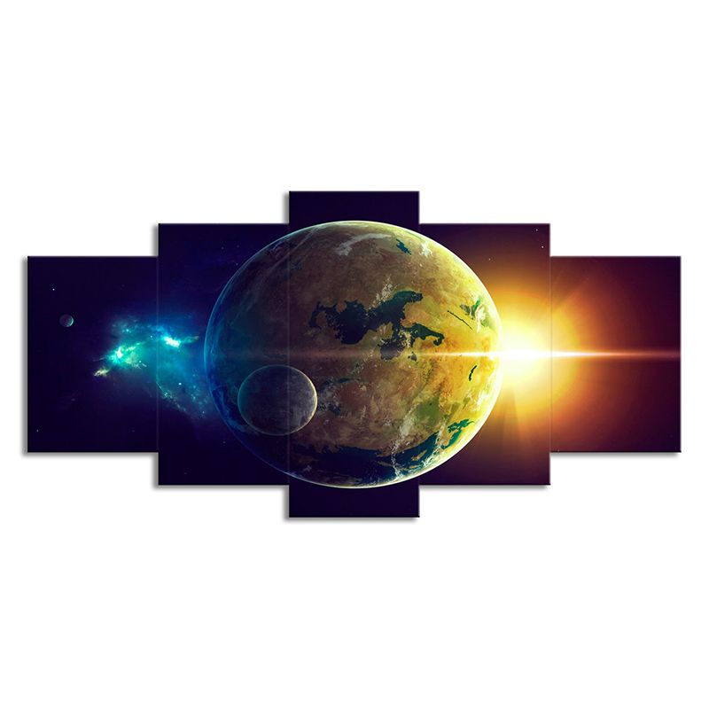 Yellow Sunlight and Earth Canvas Print Multi-Piece Kids Living Room Wall Art Decor